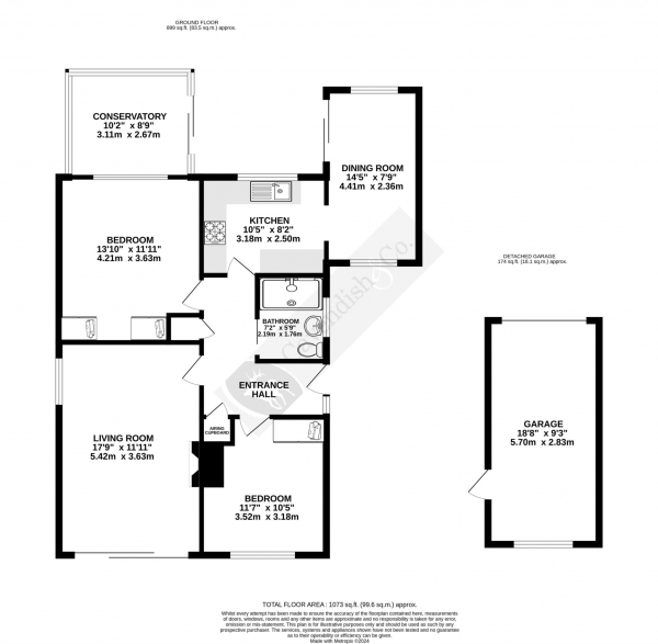 Floor Plan Image for 2 Bedroom Detached Bungalow for Sale in Somerville Close, Eastbourne