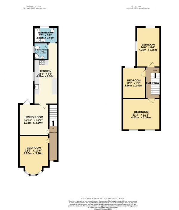 Floor Plan Image for 4 Bedroom Terraced House to Rent in Grange Avenue, Reading