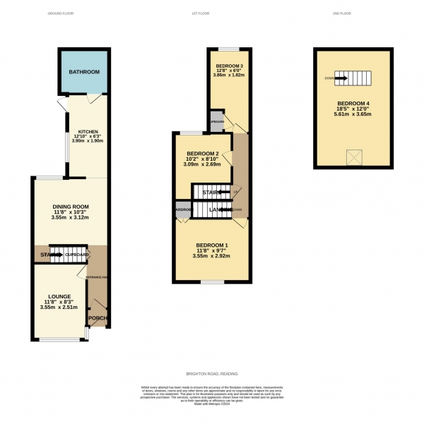 Floor Plan Image for 4 Bedroom Terraced House to Rent in Brighton Road, Reading