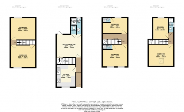 Floor Plan Image for 6 Bedroom Terraced House to Rent in Kings Road, Reading