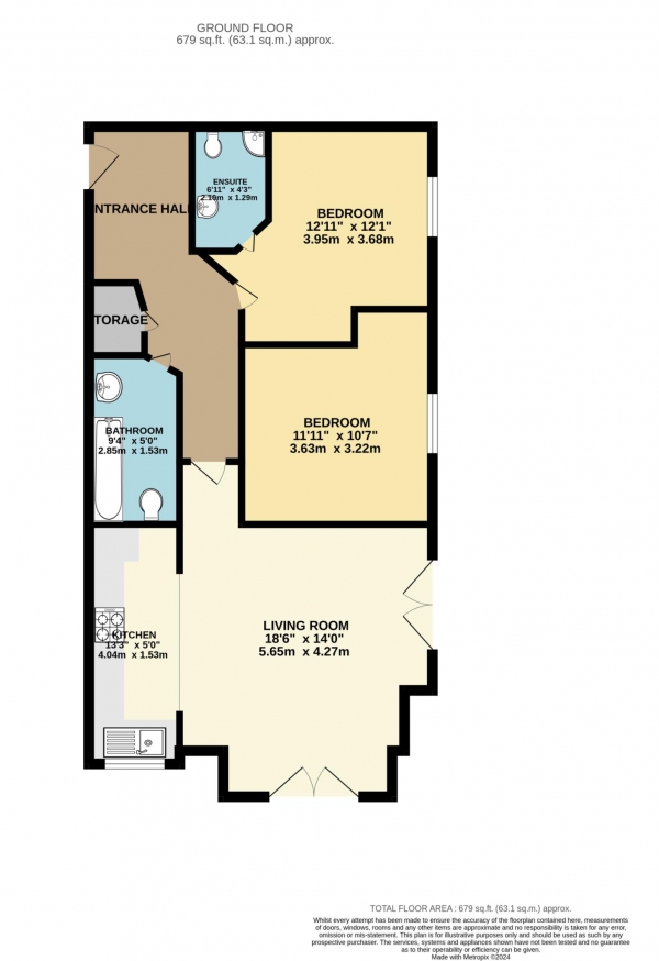 Floor Plan Image for 2 Bedroom Apartment to Rent in Kennet House, Regis Park