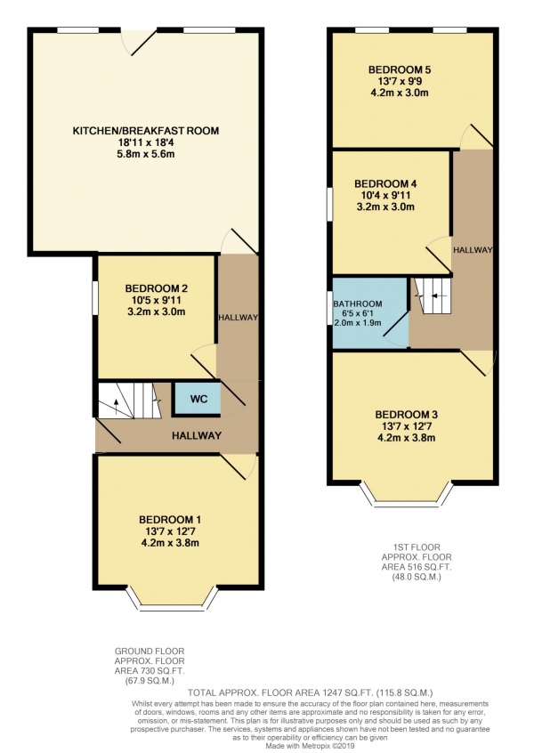 Floor Plan Image for 5 Bedroom Semi-Detached House to Rent in Eastern Avenue, Reading