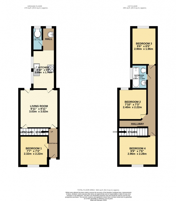 Floor Plan Image for 4 Bedroom Terraced House to Rent in Pitcroft Avenue, Reading