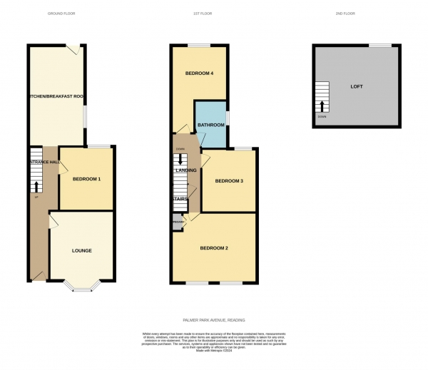 Floor Plan Image for 4 Bedroom Terraced House to Rent in Palmer Park Avenue, Reading