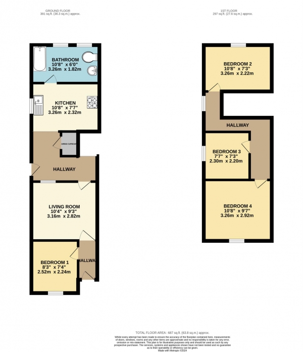 Floor Plan Image for 4 Bedroom Terraced House to Rent in Donnington Gardens, University Area