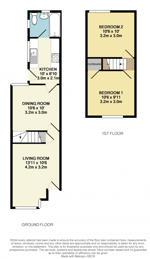 Floor Plan Image for 2 Bedroom Terraced House to Rent in Wykeham Road, Reading