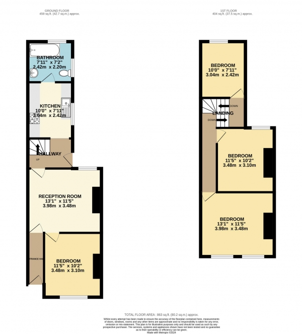 Floor Plan Image for 4 Bedroom Terraced House to Rent in Donnington Gardens, Reading