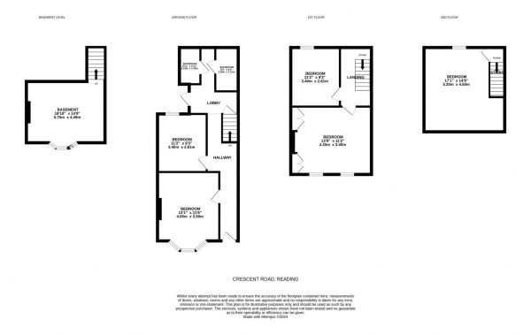 Floor Plan Image for 5 Bedroom Terraced House to Rent in Crescent Road, Reading