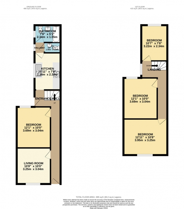 Floor Plan Image for 4 Bedroom Terraced House to Rent in Donnington Gardens, Reading