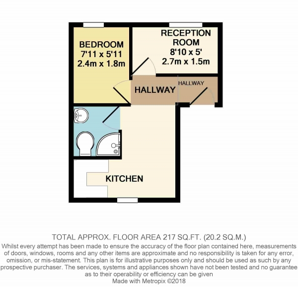 Floor Plan for 1 Bedroom Flat to Rent in London Road, Reading, RG1, 3NY - £242 pw | £1050 pcm