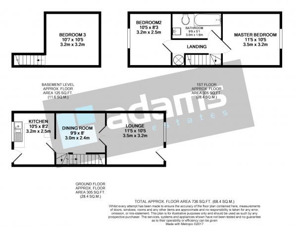 Floor Plan Image for 3 Bedroom Terraced House to Rent in Watlington Street, Reading