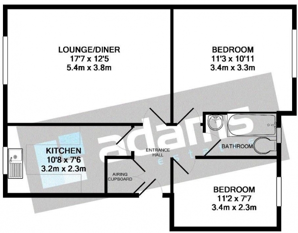 Floor Plan Image for 2 Bedroom Apartment to Rent in Bexley Court, Reading, Berkshire.