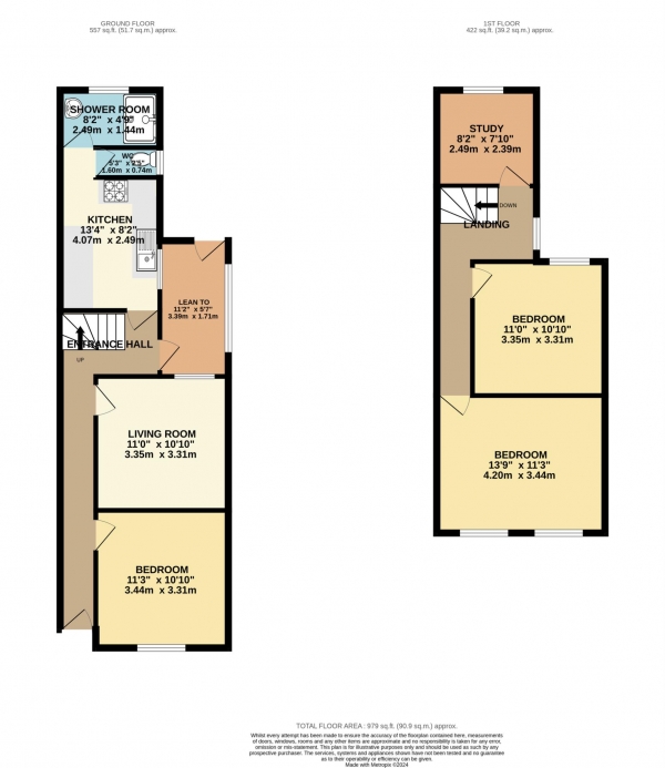 Floor Plan Image for 3 Bedroom Terraced House to Rent in Donnington Gardens, Reading