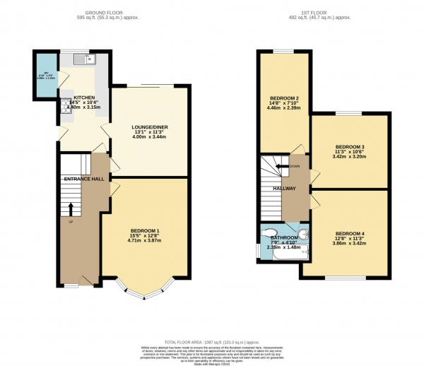 Floor Plan Image for 4 Bedroom Semi-Detached House to Rent in Allcroft Road, Reading