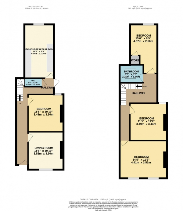 Floor Plan Image for 4 Bedroom Terraced House to Rent in De Beauvoir Road, Reading