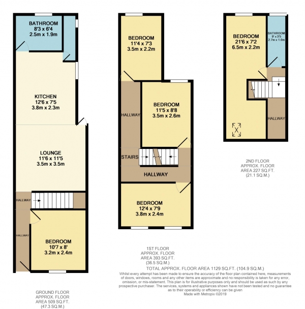 Floor Plan Image for 5 Bedroom Terraced House to Rent in Orts Road, Reading