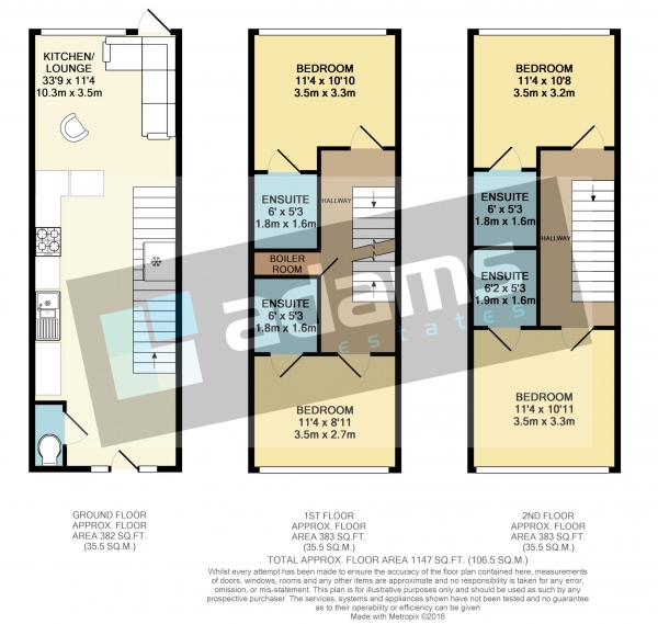 Floor Plan Image for 4 Bedroom Town House to Rent in Mill Close, Wokingham