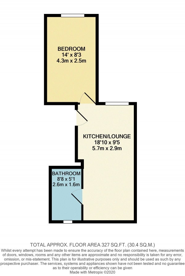 Floor Plan Image for 1 Bedroom Flat to Rent in Kensington Road, Reading