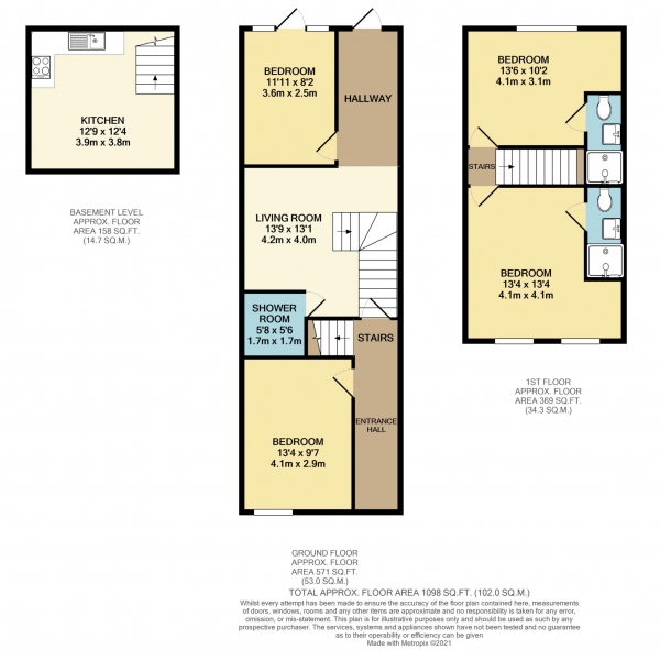 Floor Plan Image for 4 Bedroom End of Terrace House to Rent in Watlington Street, Reading