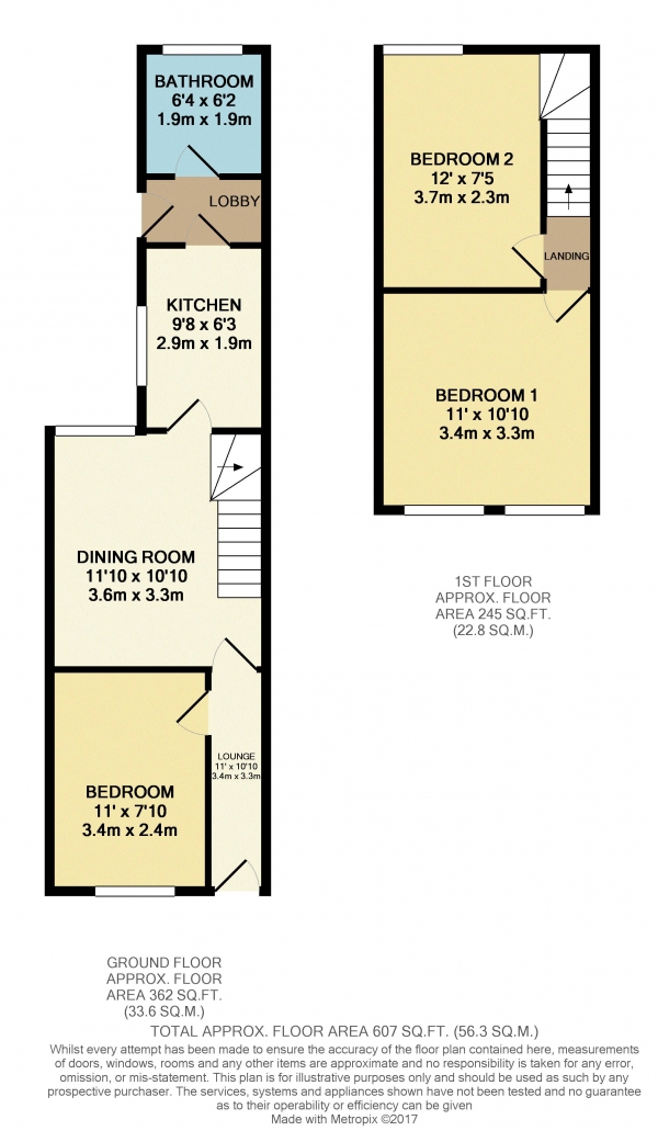 Floor Plan Image for 2 Bedroom Terraced House to Rent in Amity Road, Reading