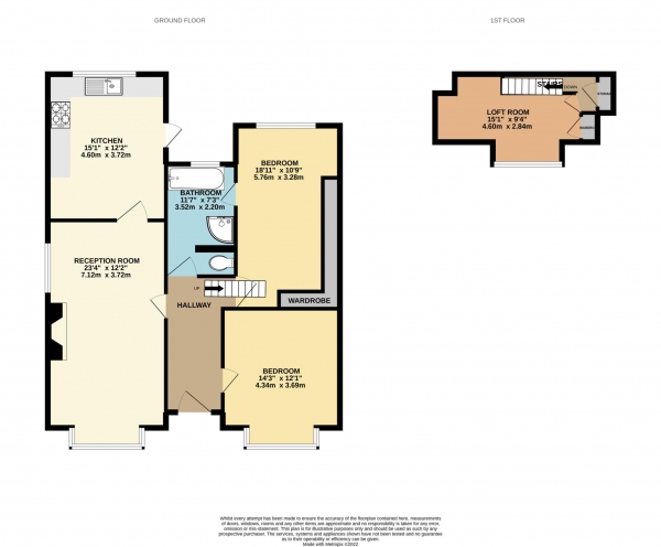 Floor Plan Image for 2 Bedroom Bungalow to Rent in Palmerstone Road, Earley