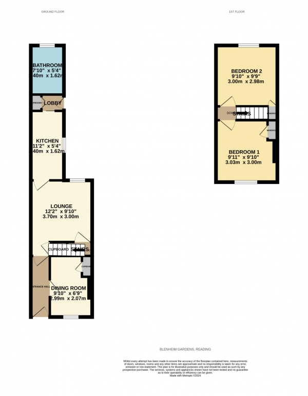 Floor Plan Image for 2 Bedroom Terraced House to Rent in Blenheim Gardens, Reading