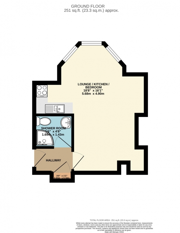 Floor Plan Image for 1 Bedroom Studio for Sale in Wokingham Road, Reading,