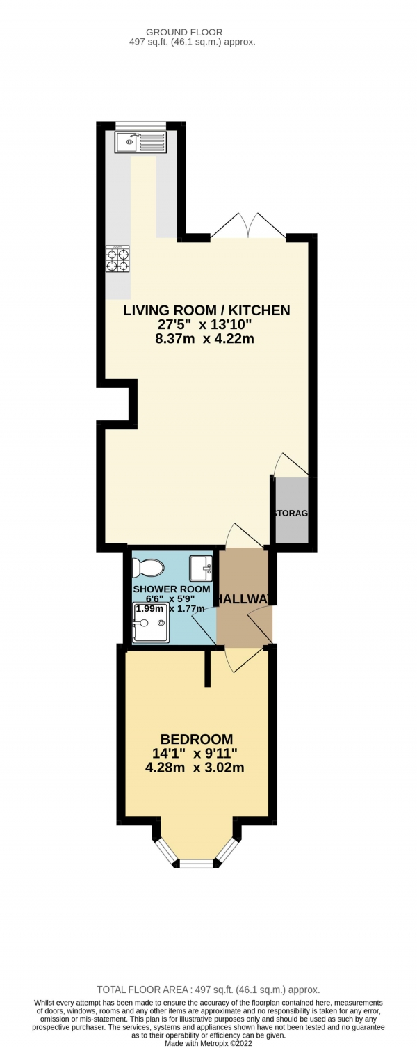 Floor Plan Image for 1 Bedroom Flat to Rent in Blenheim Road, Reading