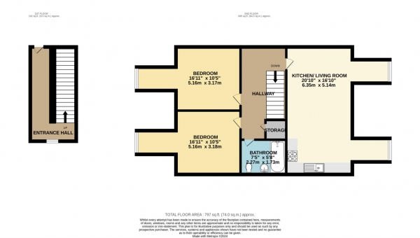 Floor Plan Image for 2 Bedroom Apartment to Rent in Cumberland Road, Reading