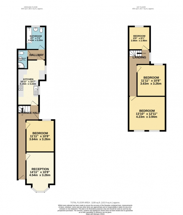 Floor Plan Image for 4 Bedroom Terraced House to Rent in Donnington Road, Reading