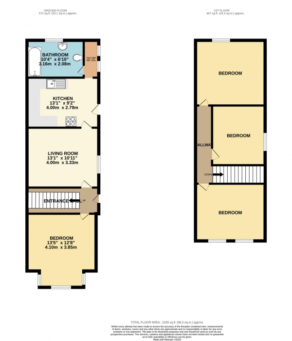 Floor Plan Image for 4 Bedroom End of Terrace House to Rent in Wykeham Road, Reading