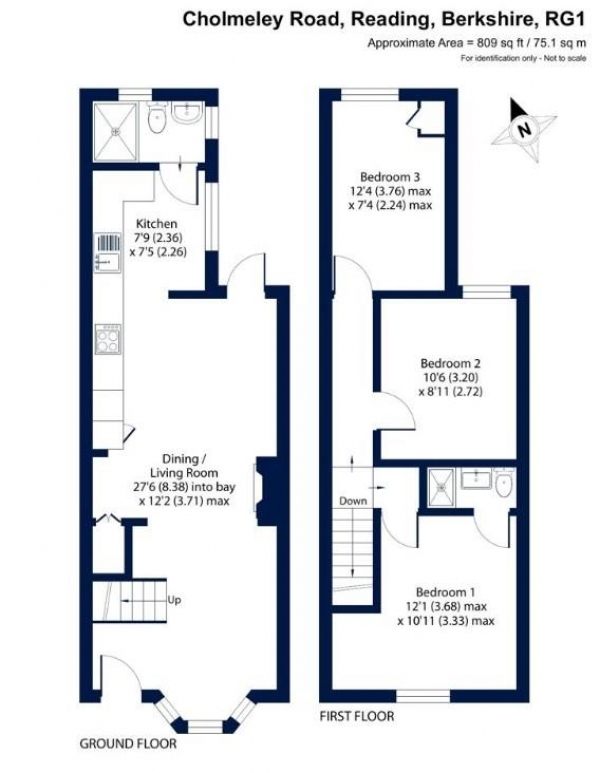 Floor Plan Image for 3 Bedroom Terraced House for Sale in Cholmeley Road, Reading