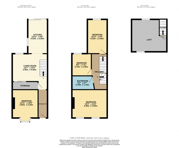 Floor Plan Image for 4 Bedroom Terraced House to Rent in Blenheim Road, Reading