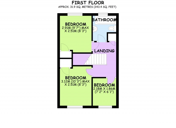 Floor Plan for 3 Bedroom Semi-Detached House for Sale in Salisbury Grove, Giffard Park, Milton Keynes, Buckinghamshire, MK14, 5QA -  &pound270,000