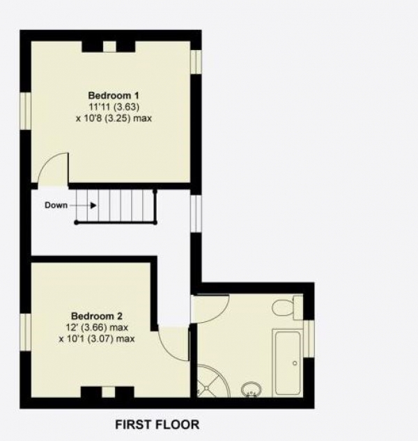 Floor Plan for 2 Bedroom Terraced House to Rent in Greenfield Road, Newport Pagnell, MK16, MK16, 8DA - £213 pw | £925 pcm