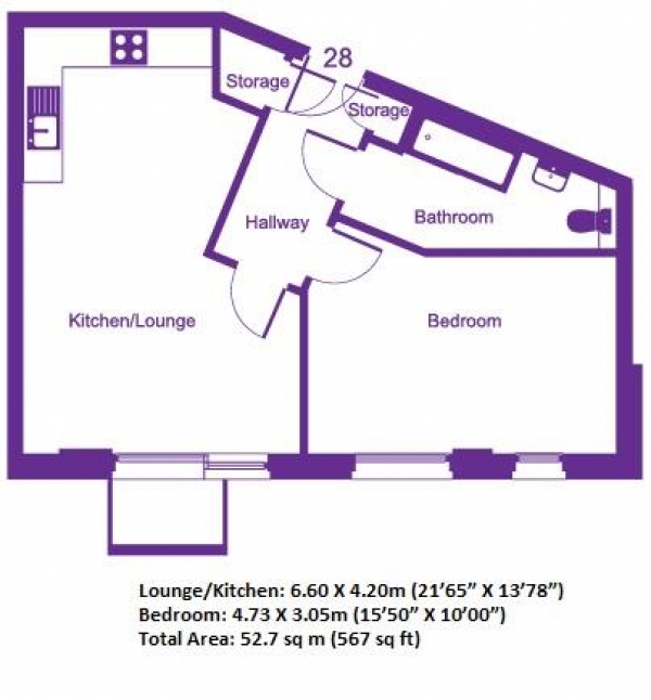 Floor Plan Image for 1 Bedroom Apartment to Rent in Imperial Drive, Harrow