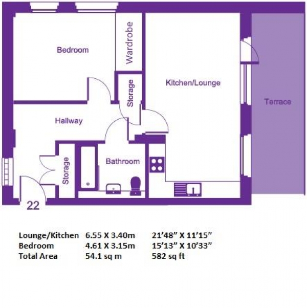 Floor Plan Image for 1 Bedroom Apartment to Rent in Imperial Drive, Harrow