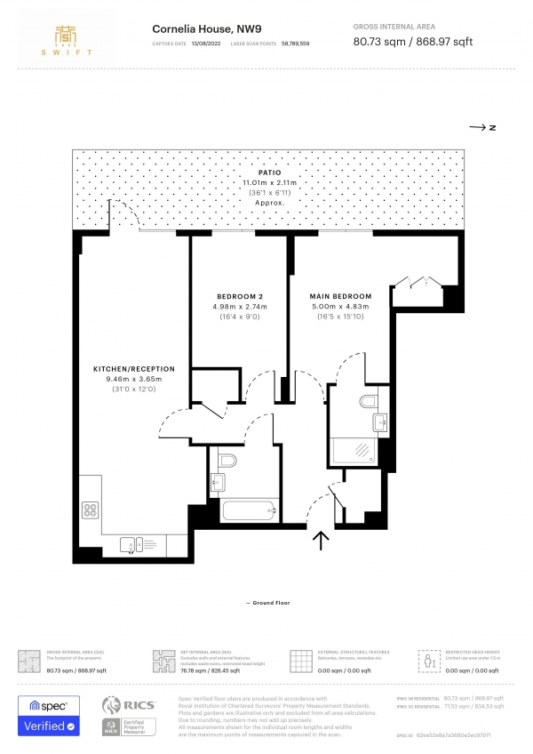 Floor Plan Image for 2 Bedroom Apartment for Sale in Caversham Road, Colindale, Colindale