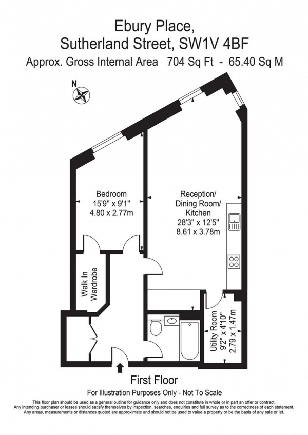 Floor Plan Image for 1 Bedroom Apartment for Sale in Ebury Place, 1B Sutherland Street, Westminster