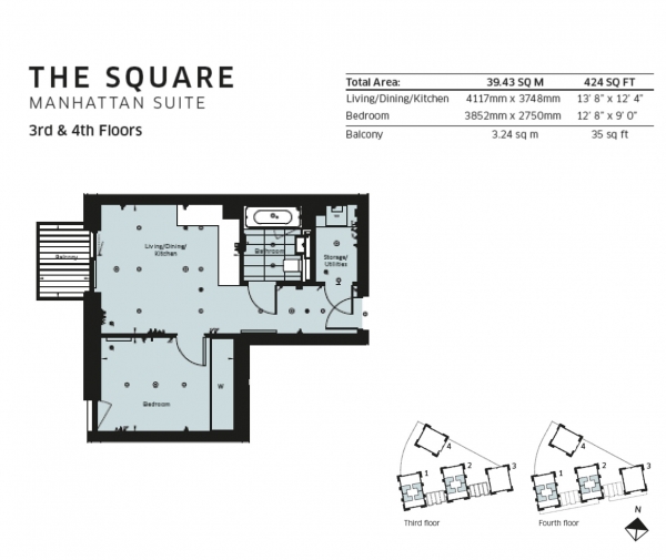 Floor Plan Image for 1 Bedroom Apartment to Rent in Cottam House, 305 Kidbrooke Park Road, London, Greenwich