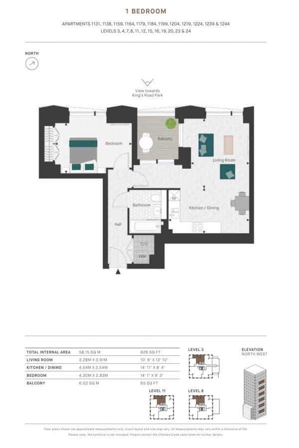 Floor Plan Image for 1 Bedroom Apartment for Sale in The Imperial, Chelsea Creek, London