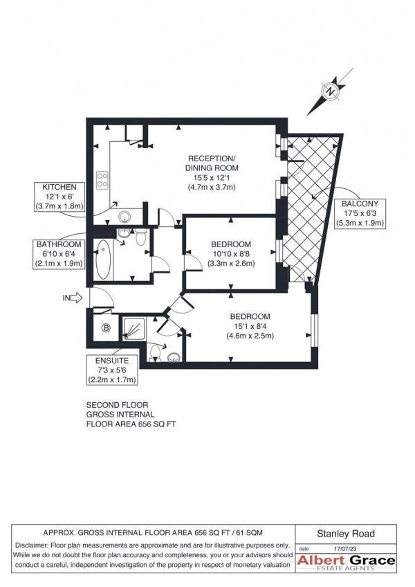 Floor Plan Image for 2 Bedroom Apartment for Sale in Bridge Court, Stanley Road, Harrow