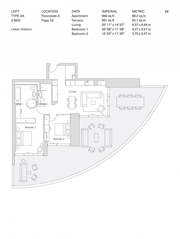 Floor Plan Image for 2 Bedroom Apartment to Rent in One Park Drive, Wood Wharf, London