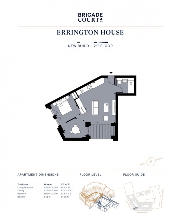 Floor Plan for 1 Bedroom Property to Rent in Errington House, 94 Southwark Bridge Road, London, Southwark, SE1, 0EF - £609 pw | £2640 pcm