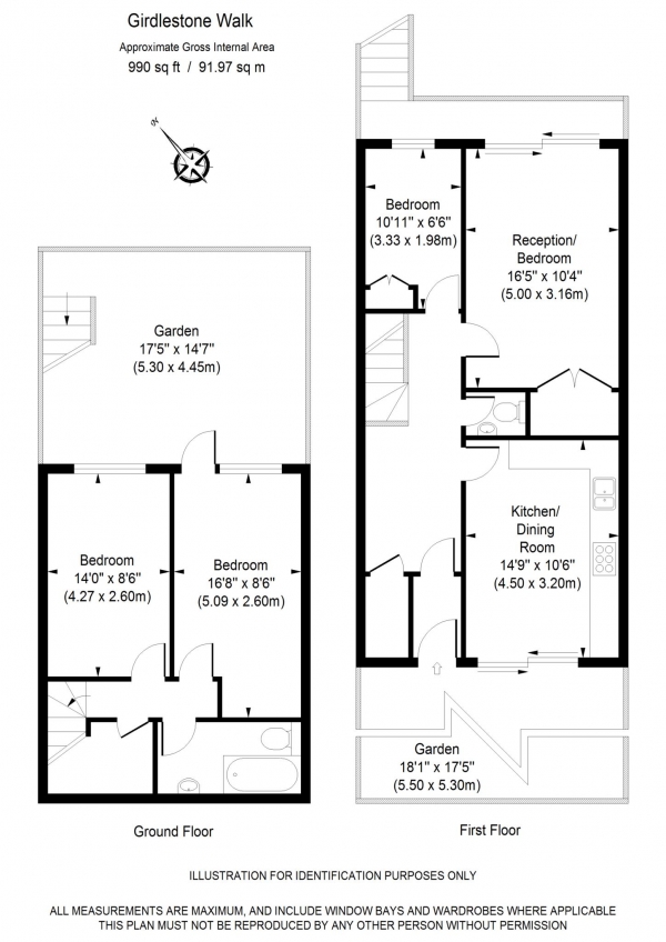 Floor Plan Image for 4 Bedroom Maisonette to Rent in Girdlestone Walk, Archway, N19