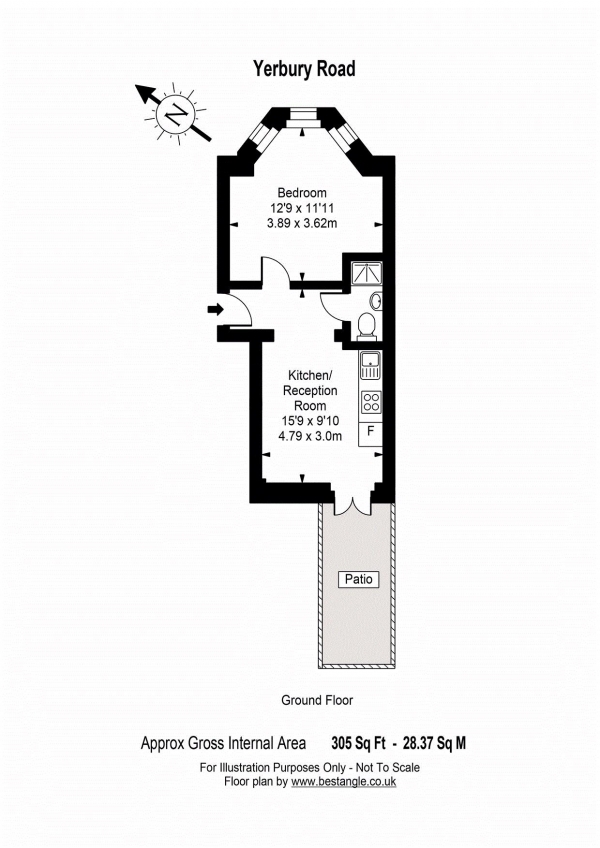 Floor Plan Image for 1 Bedroom Apartment to Rent in Yerbury Road, Tufnell Park, N19