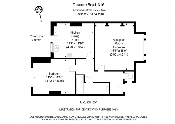 Floor Plan Image for 2 Bedroom Apartment to Rent in Dunsmure Road, Stoke Newington, N16