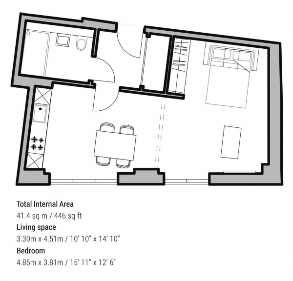 Floor Plan for Studio for Sale in Cummings House, Chivers Passage SW18, SW18, 1UA -  &pound415,000