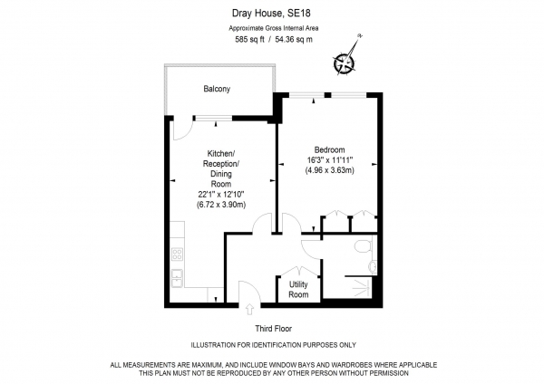 Floor Plan Image for 1 Bedroom Apartment for Sale in Bellwether Lane, The Ram Quarter, Wandsworth Town, SW18