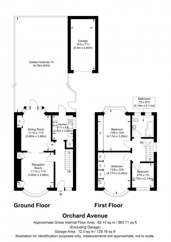 Floor Plan Image for 3 Bedroom End of Terrace House for Sale in Orchard Avenue, London, N14